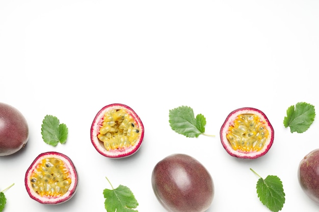 Concept of delicious and juicy exotic fruit passion fruit