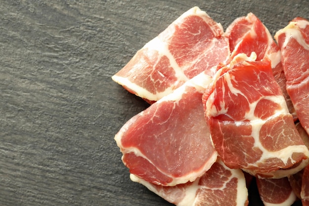 텍스트를 위한 맛있는 스페인 요리 Jamon 공간의 개념