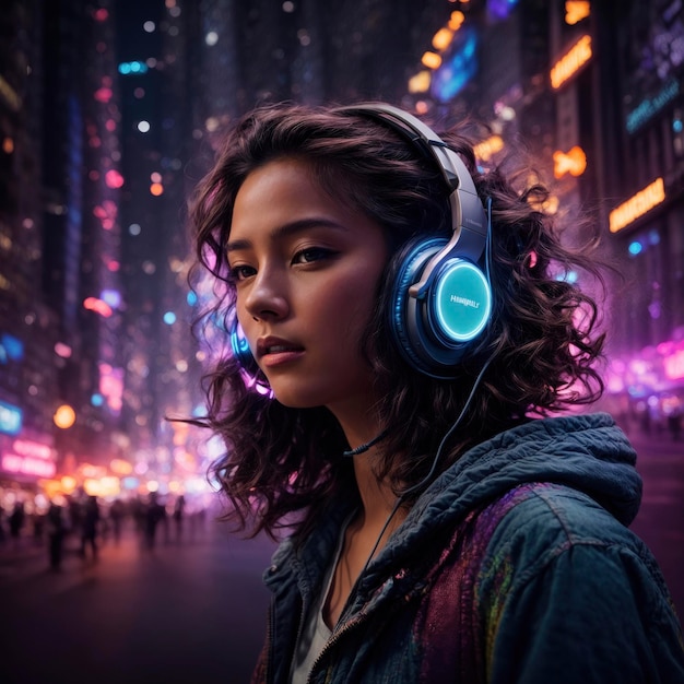 Concept Design of Headphones with Dynamic Electric Waves in Super Vibrant Cinematic Splendor