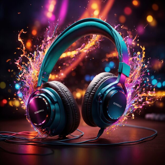 Concept Design of Headphones with Dynamic Electric Waves in Super Vibrant Cinematic Splendor