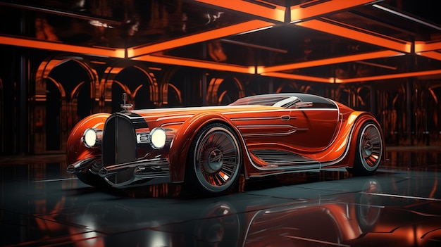 Concept design of a retro futuristic car of the 30s