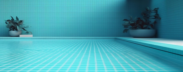 A concept design of the swimming pool with clean water and walls