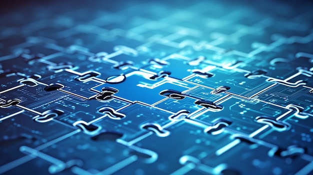 concept of the digital revolution using a jigsaw puzzle and generative ai