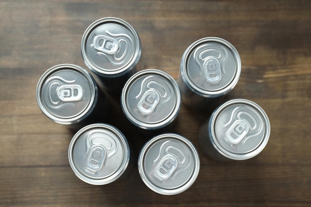 Concept of drink blank cans top view