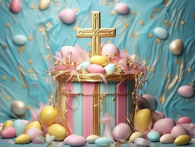 Foto concetto di uovo di pasqua che decora l'arte