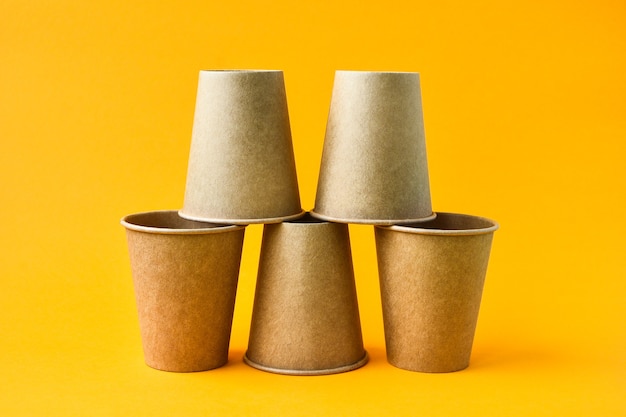 The concept of eco fast food with cardboard cups of eco-friendly material isolated