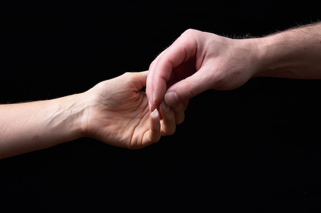 Concept of Emotions.  The sense of touch expresses feelings and emotions through the contact with male and female hand