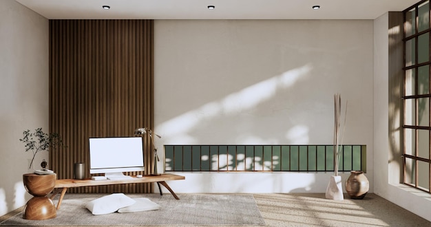 Concept Empty room japanese style3D illustration rendering