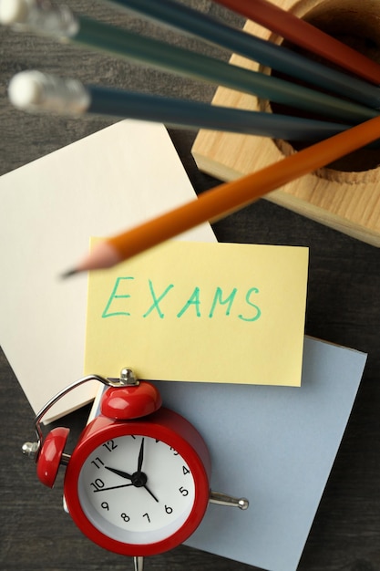 Concept of exams and tests top view