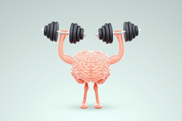concept of exercise for the brain the brain is engaged in lifting dumbbells
