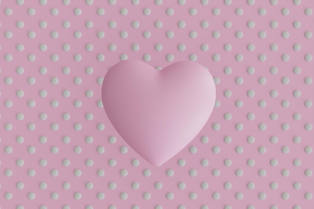 白い円とパステル調の背景に大きなピンクのハートに恋に落ちるという概念