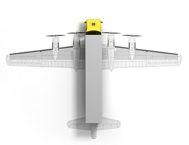 概念, の, 速い配達, 商用車, 中に, ∥, 背景, ∥で∥, a, シルエット, の, ∥, 飛行機, ３ｄ, render, 白