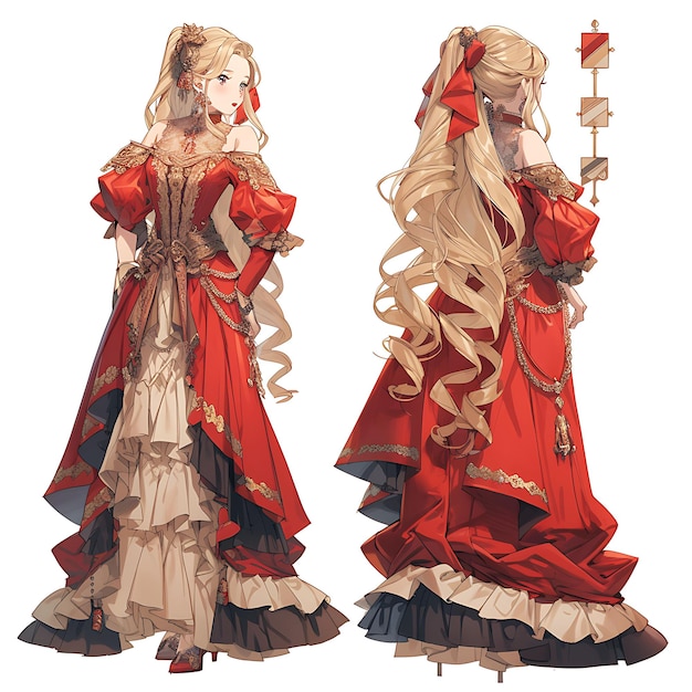Concept of Female 17 18 Aristocratic Academy Fashion Uniform Long Dress Character Design Game Asset