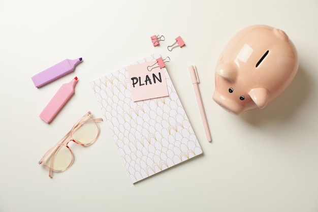 Photo concept of finance planning with piggy bank