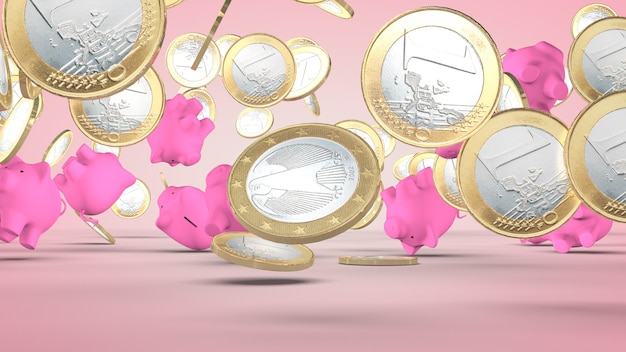 Concept of financial success, pig - piggy bank. 3D rendering.