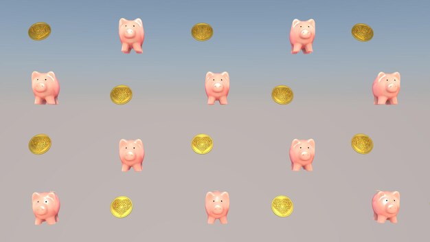 経済的な成功の概念、豚-貯金箱。 3Dレンダリング。