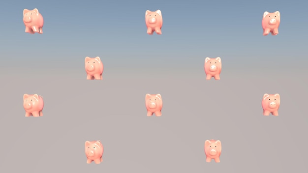 経済的な成功の概念、豚-貯金箱。 3Dレンダリング。