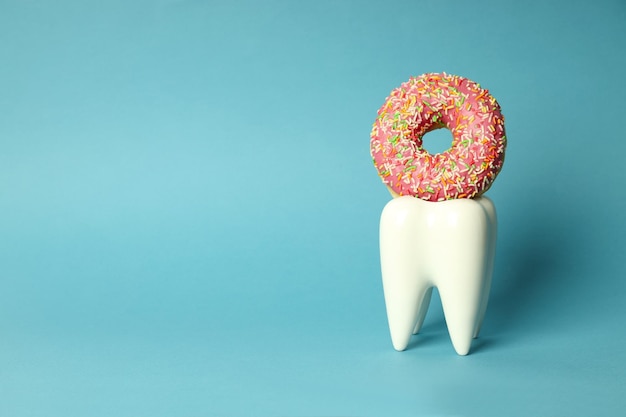 Concept of food bad for teeth dental care space for text