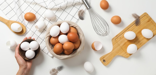 신선하고 자연적인 농산물 계란 평면도의 개념