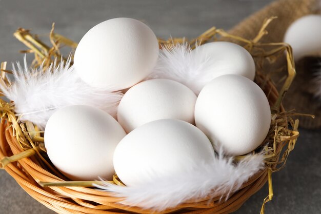 Concept of fresh and natural farm product eggs