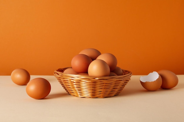 Concept of fresh and natural farm product eggs