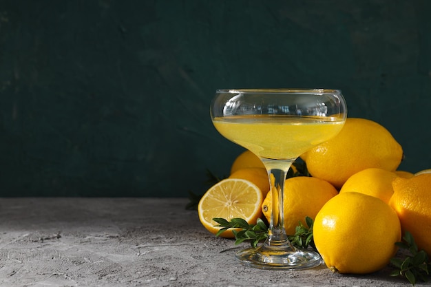Concept of fresh summer drink Limoncello cocktail