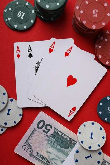 Concept of gambling Poker gambling game accessories for poker