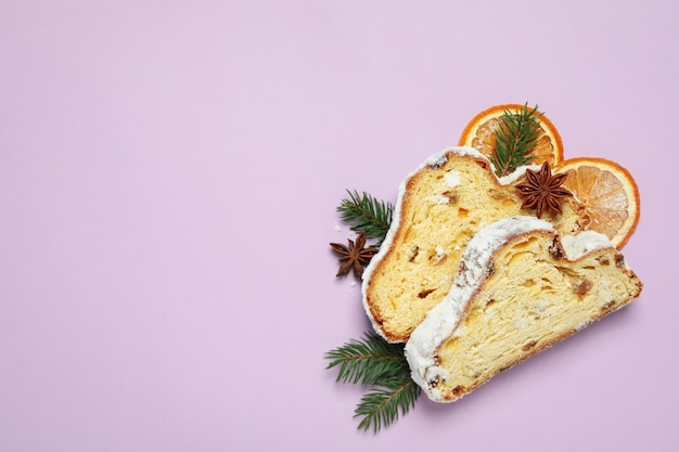 Concept of German dessert Stollen space for text