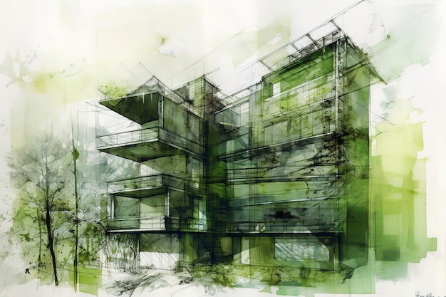 緑の建築の概念 産業用材料 バルビゾン学校 バランスのとれた構成