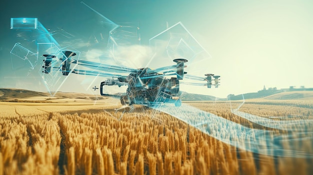 Concept for growing crops using AI Farming system uses artificial intelligence to optimize work