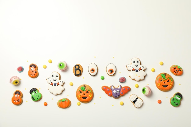 Concept of Halloween sweets funny sweets space for text