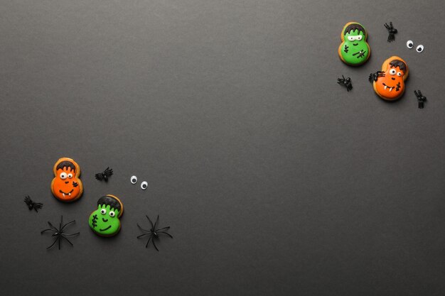 Concept of Halloween sweets funny sweets space for text