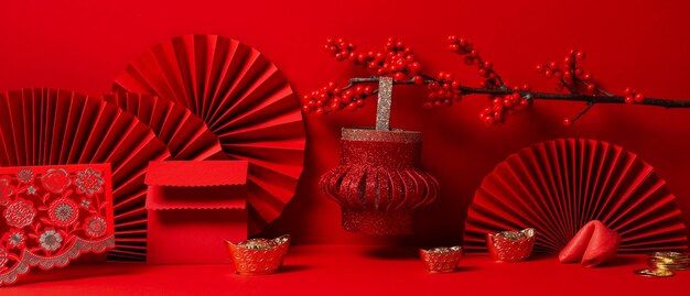 행복 한 중국 새 해 또는 음력 설날의 개념