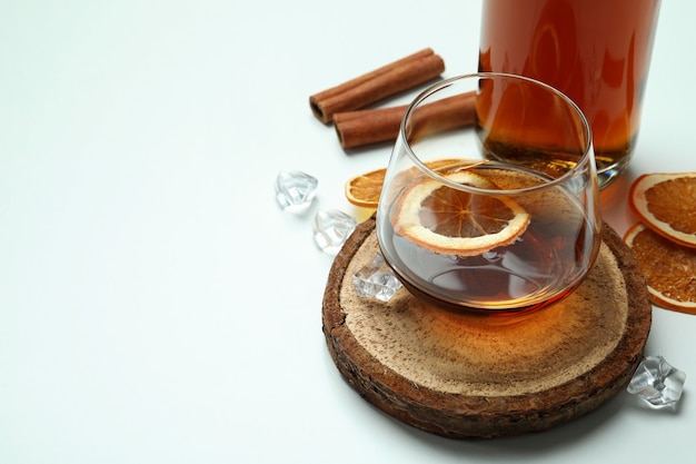 Concept of hard alcoholic drinks with cognac