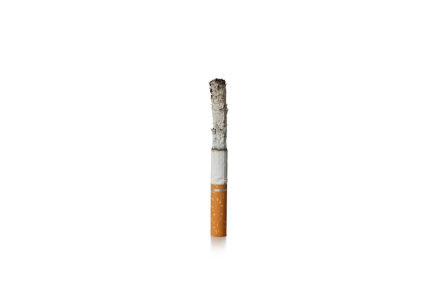 Photo concept of harm of smoking cigarette isolated on white background