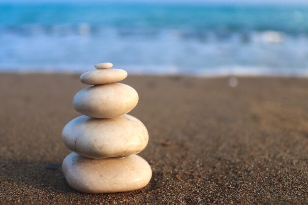 Concept of harmony, stability, life balance, relaxation and meditation with stones