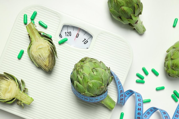 Concept of health care Artichoke for health and treatment