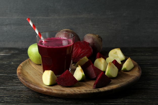 Concept of healthy drink with beetroot smoothie