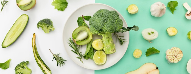 Photo concept of healthy eating broccoli