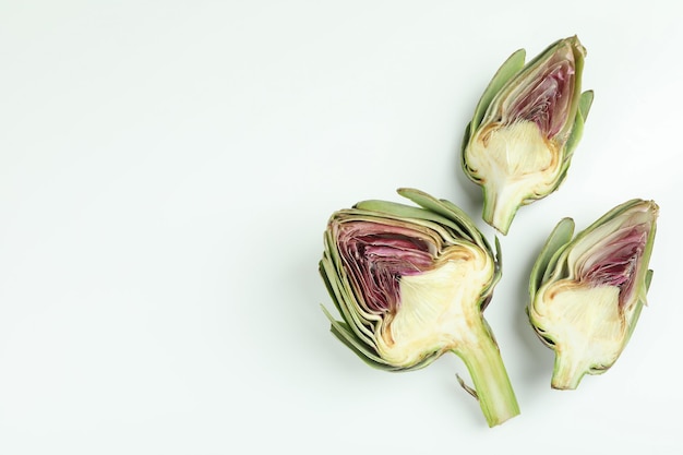 Concept of healthy food with artichoke space for text