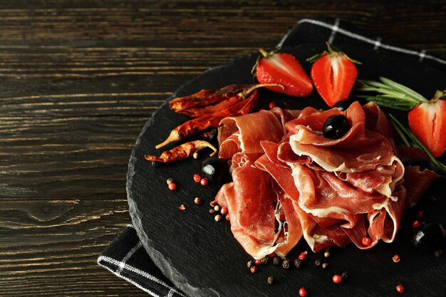 Concept heerlijke Spaanse keuken jamon ruimte voor tekst