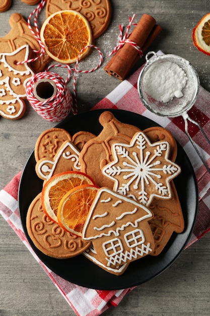 Concept of holiday food with Christmas cookie