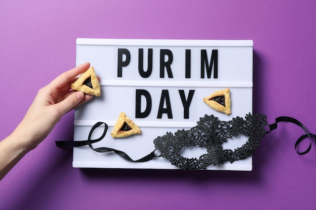 The concept of the holiday Purim with traditional symbols