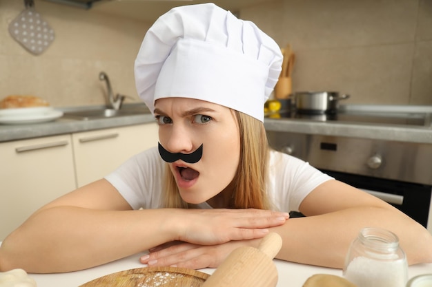 Concept of home cooking with female chef