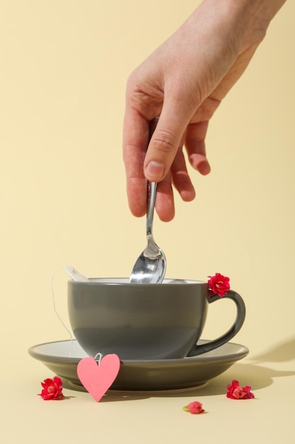 Foto concetto di bevanda calda per bere nel tè della stagione fredda