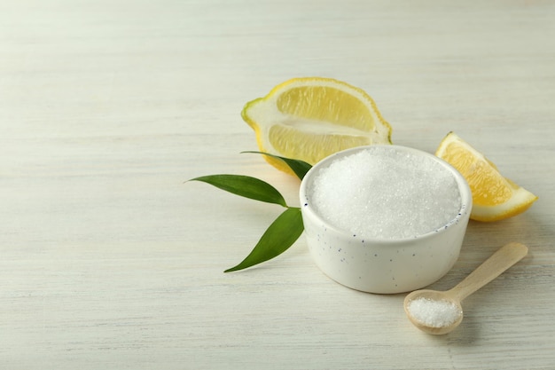 Concept of household cleaners with lemon acid