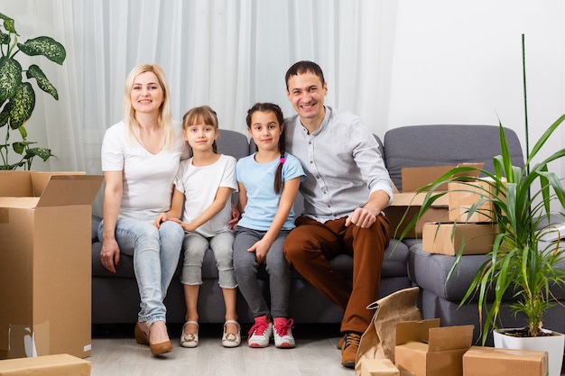 concept housing a young family. mother father and children in a new home