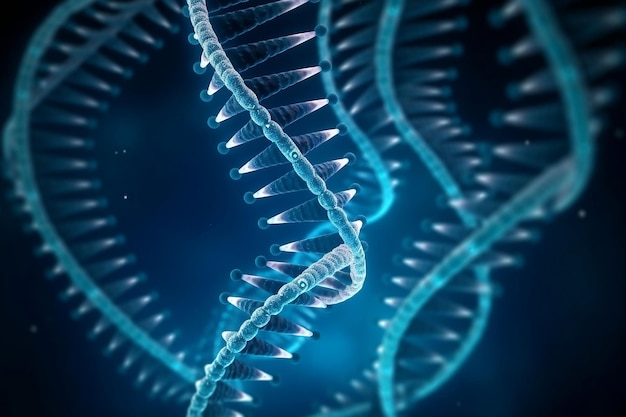 Concept of human helix DNA structure in blue color