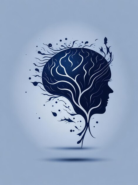 Концепция человеческого интеллекта с человеческим мозгом на синем фоне