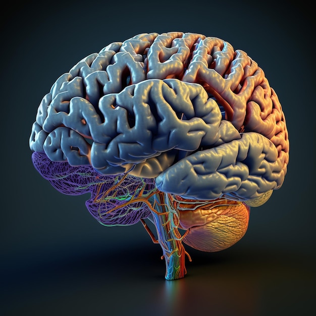 Concept of human intelligence with human brain on blue background